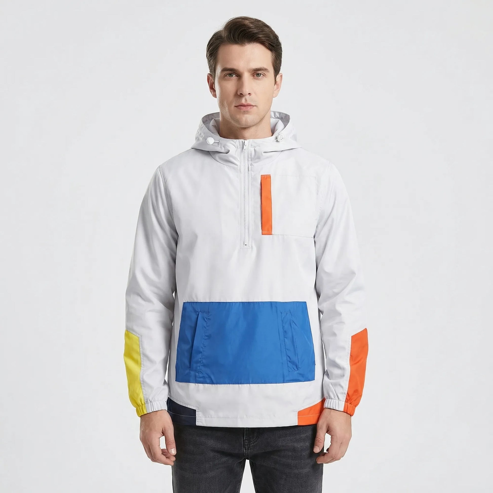 Half-Zip Hooded Windbreaker Jacket - Clarence