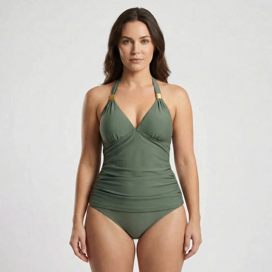 Halterneck Two-Piece Tankini Set - Bonnie
