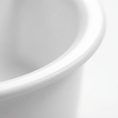 Close-up of the smooth, rounded rim of the white plastic bowl, showing the glossy finish and curved edge. 3