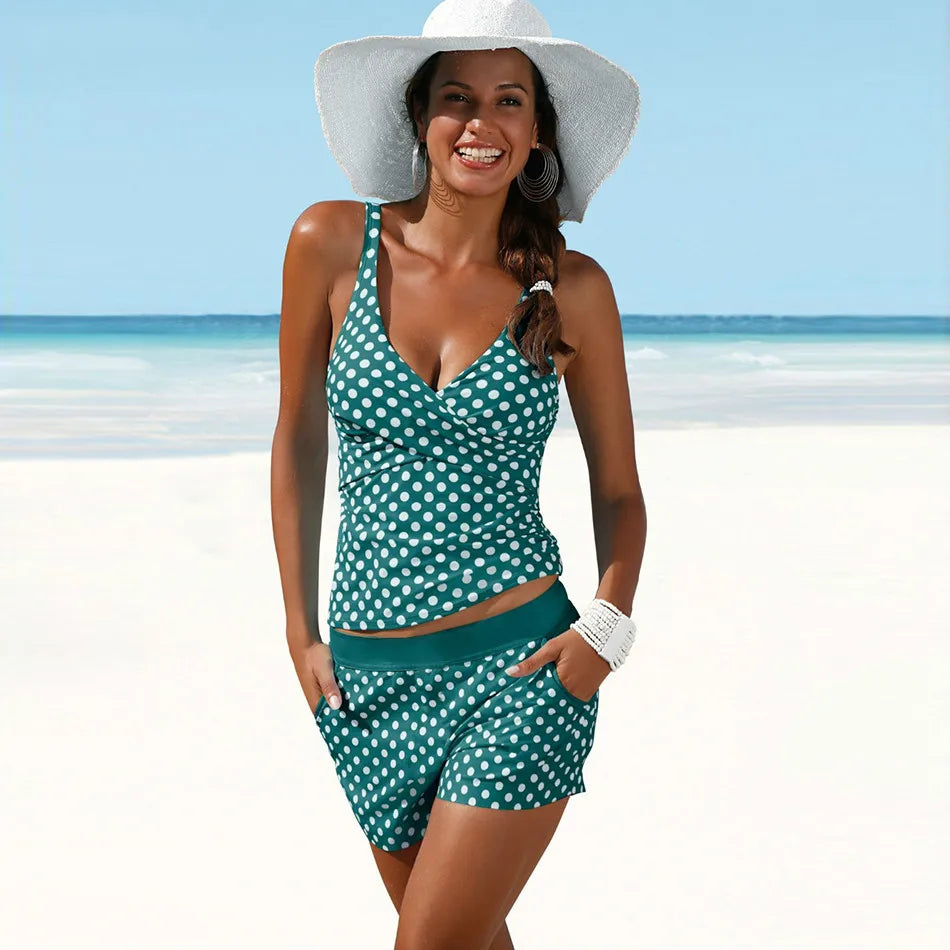 Tankini set with polka-dot print – Mireille