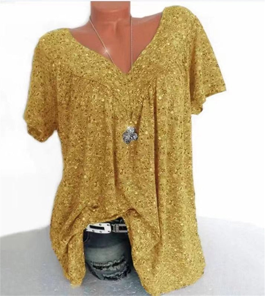 Ladies Boho Summer Blouse with Floral Print - Celeste