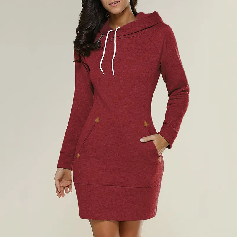 Hooded sweatshirt dress with pockets – Isabella