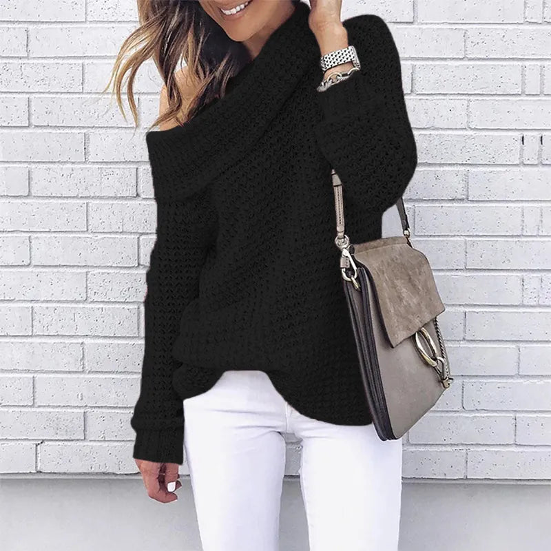 Ladies Off-Shoulder Knitted Sweater – Selina