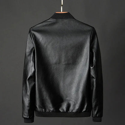 Stylish men's faux-leather jacket with autumnal precision detailing – Tarek