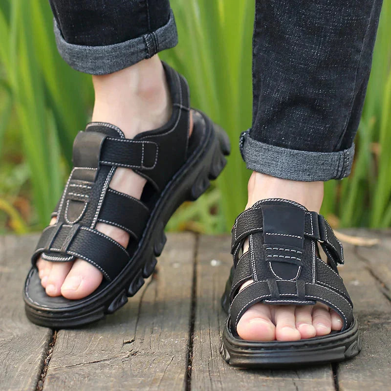 Orthopaedic men's leather sandals – Thijs