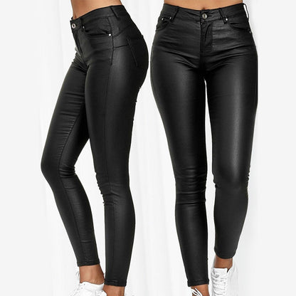Leather stretch trousers with a high waist - Raffaela