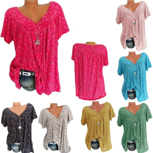 Ladies Boho Summer Blouse with Floral Print - Celeste