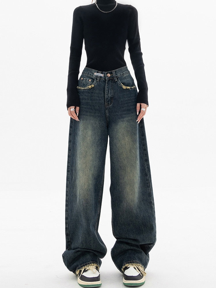 High-Waist Wide-Leg Baggy Jeans - Rosa