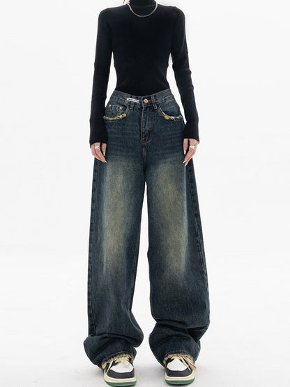 High-Waist Wide-Leg Baggy Jeans - Rosa