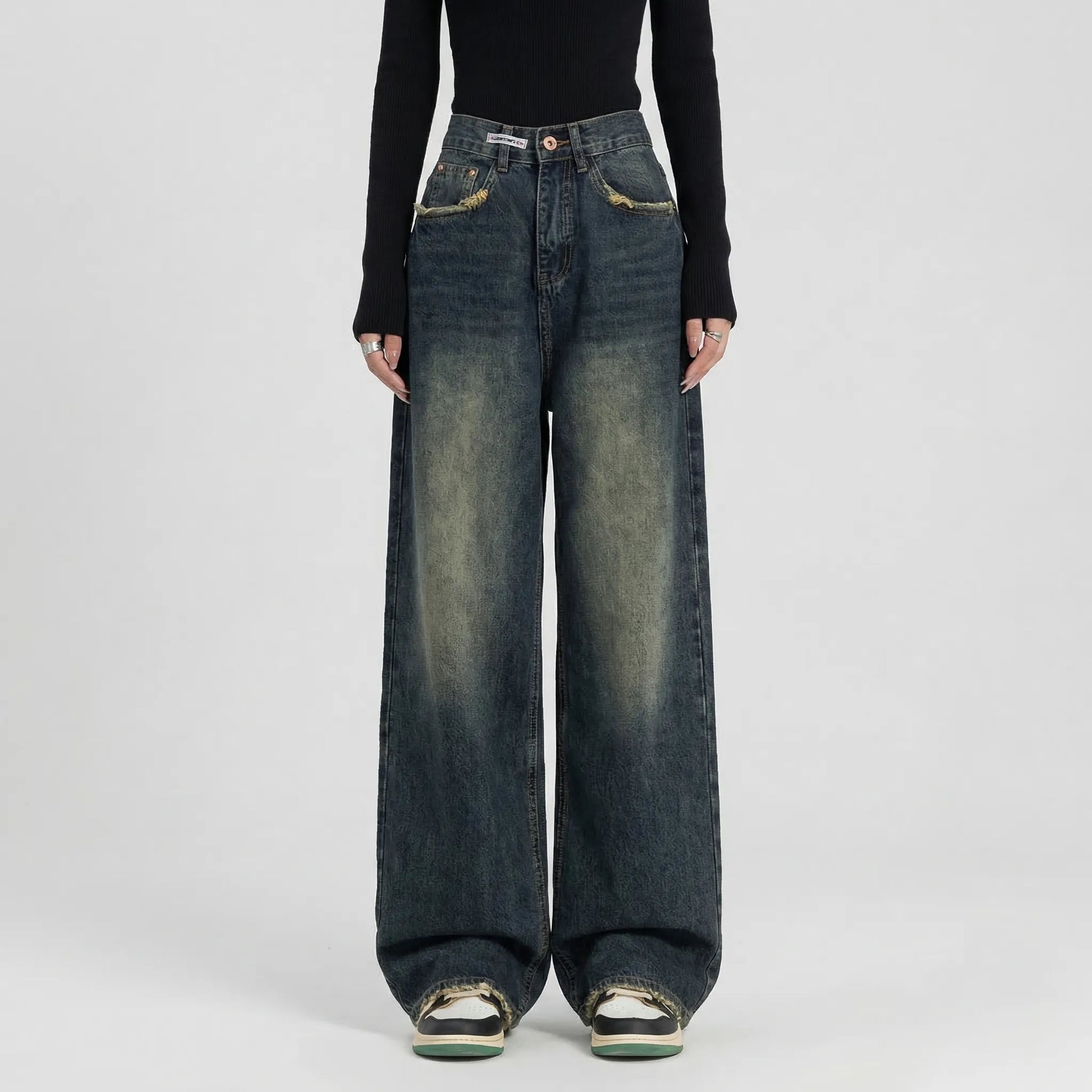 High-Waist Wide-Leg Baggy Jeans - Rosa