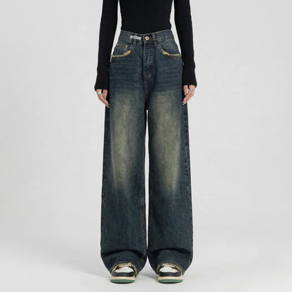High-Waist Wide-Leg Baggy Jeans - Rosa