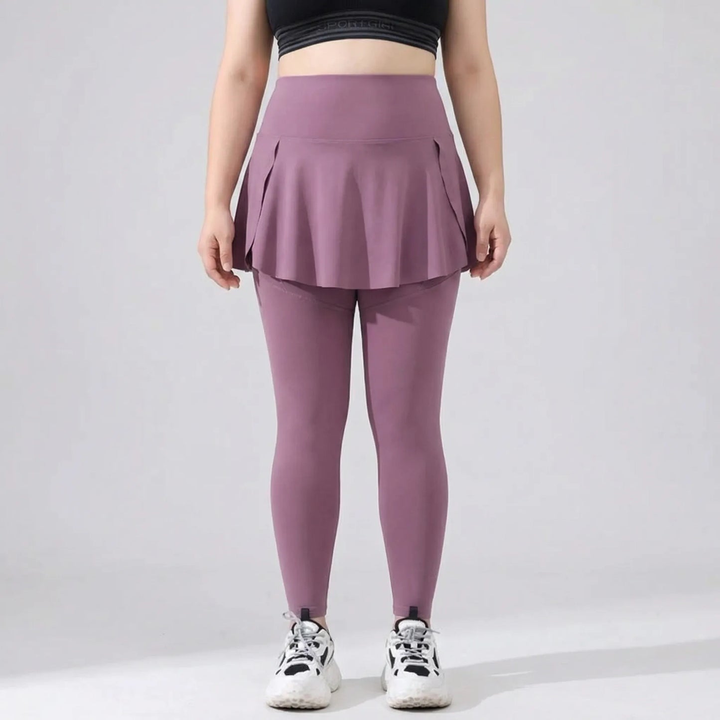High-Waisted Skirt-Overlay Leggings - Lydia