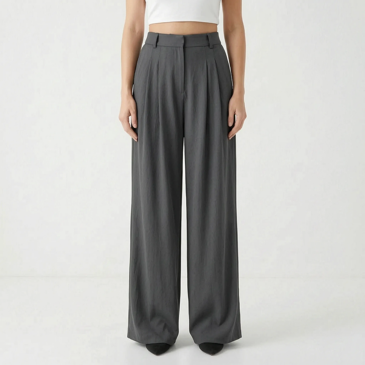 High-Waisted Wide-Leg Trousers - Flowtide