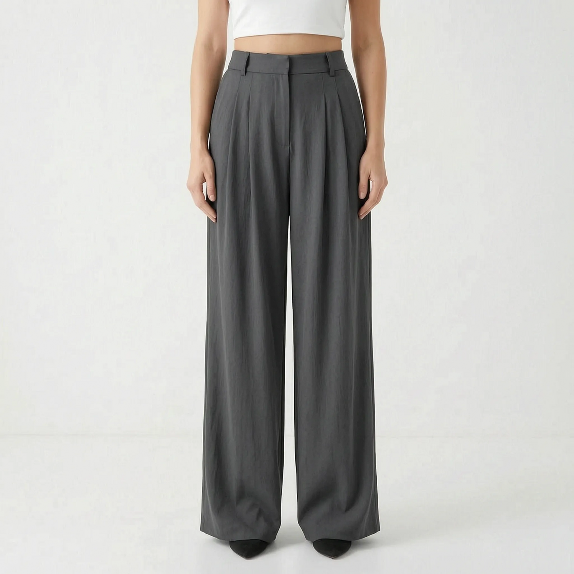 High-Waisted Wide-Leg Trousers - Flowtide