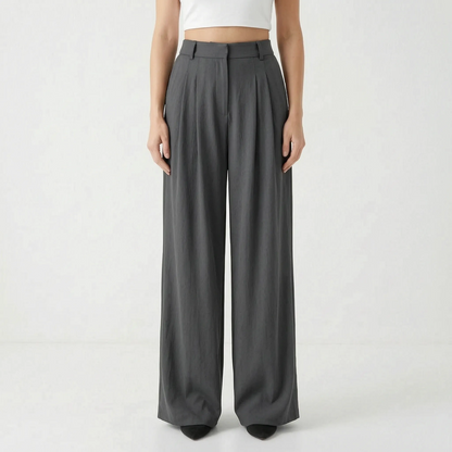 High-Waisted Wide-Leg Trousers - Flowtide