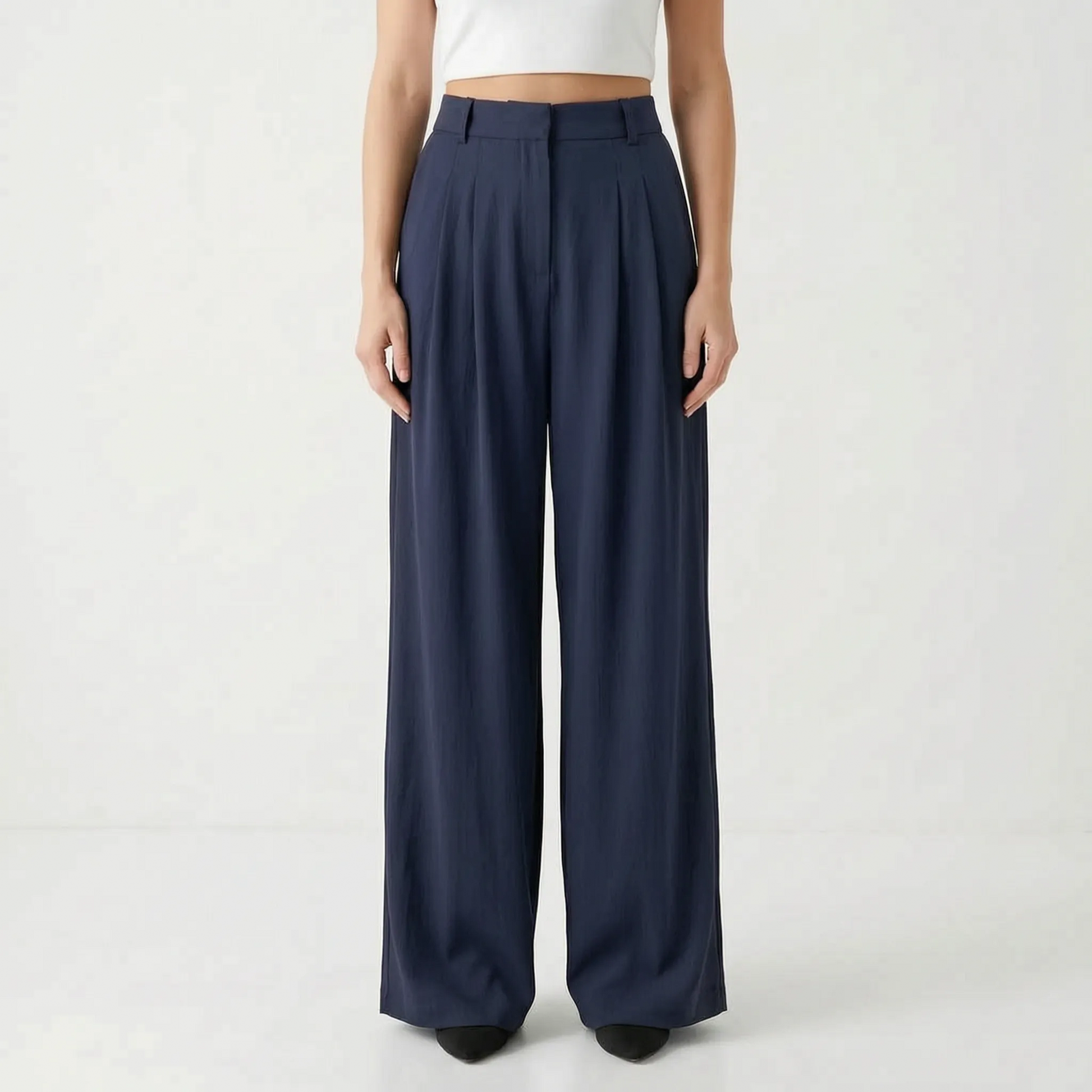 High-Waisted Wide-Leg Trousers - Flowtide