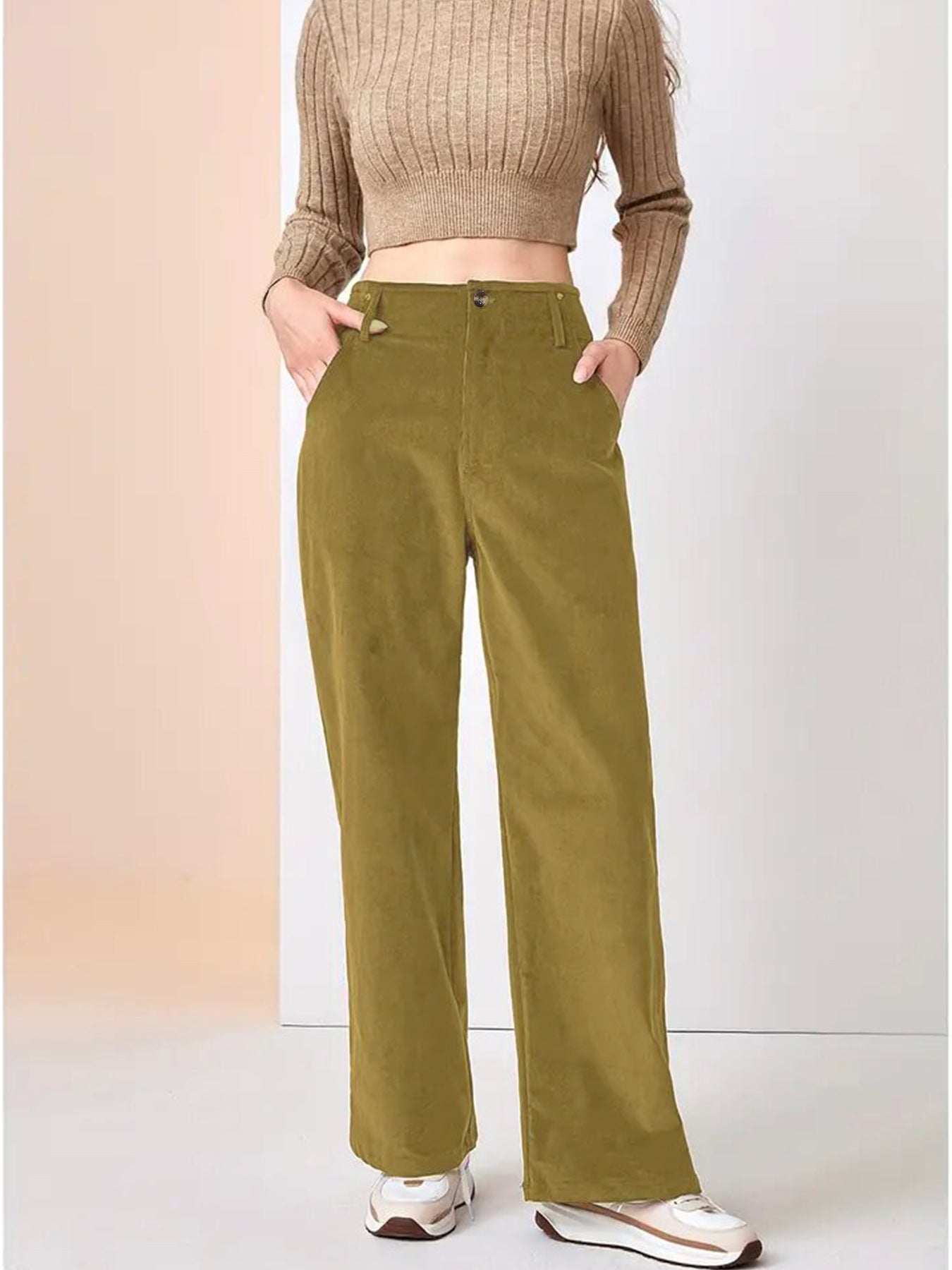 High-Waisted Wide-Leg Trousers - Rosemarie
