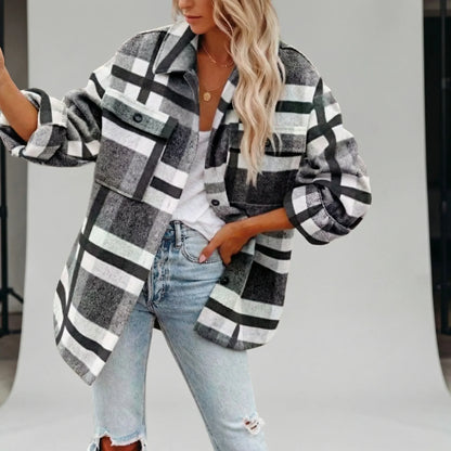 Hip-Length Checked Shirt Jacket - Michelle