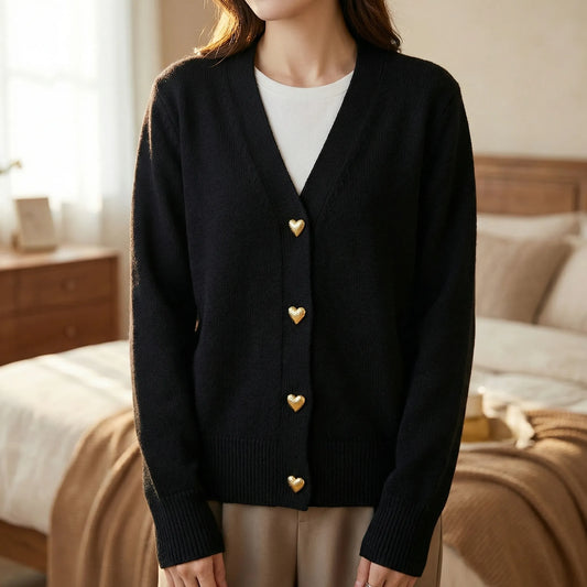 Hip-Length Womens Cardigan With Button Front - Frida