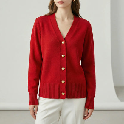 Hip-Length Womens Cardigan With Button Front - Frida