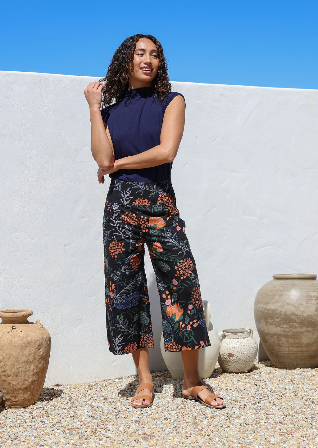 Hohe Taille Weit Geschnittene Hose - Amina