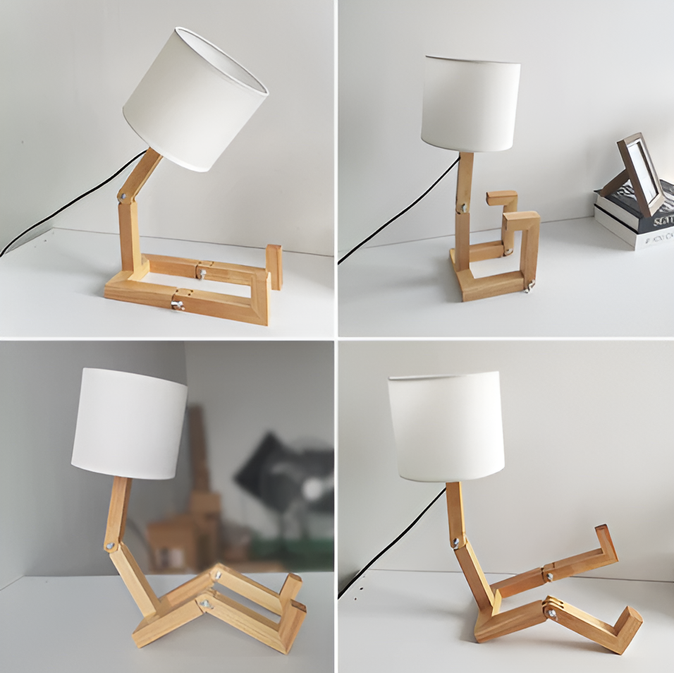 Flexible Robot Desk Lamp made of Solid Wood – LumoBot