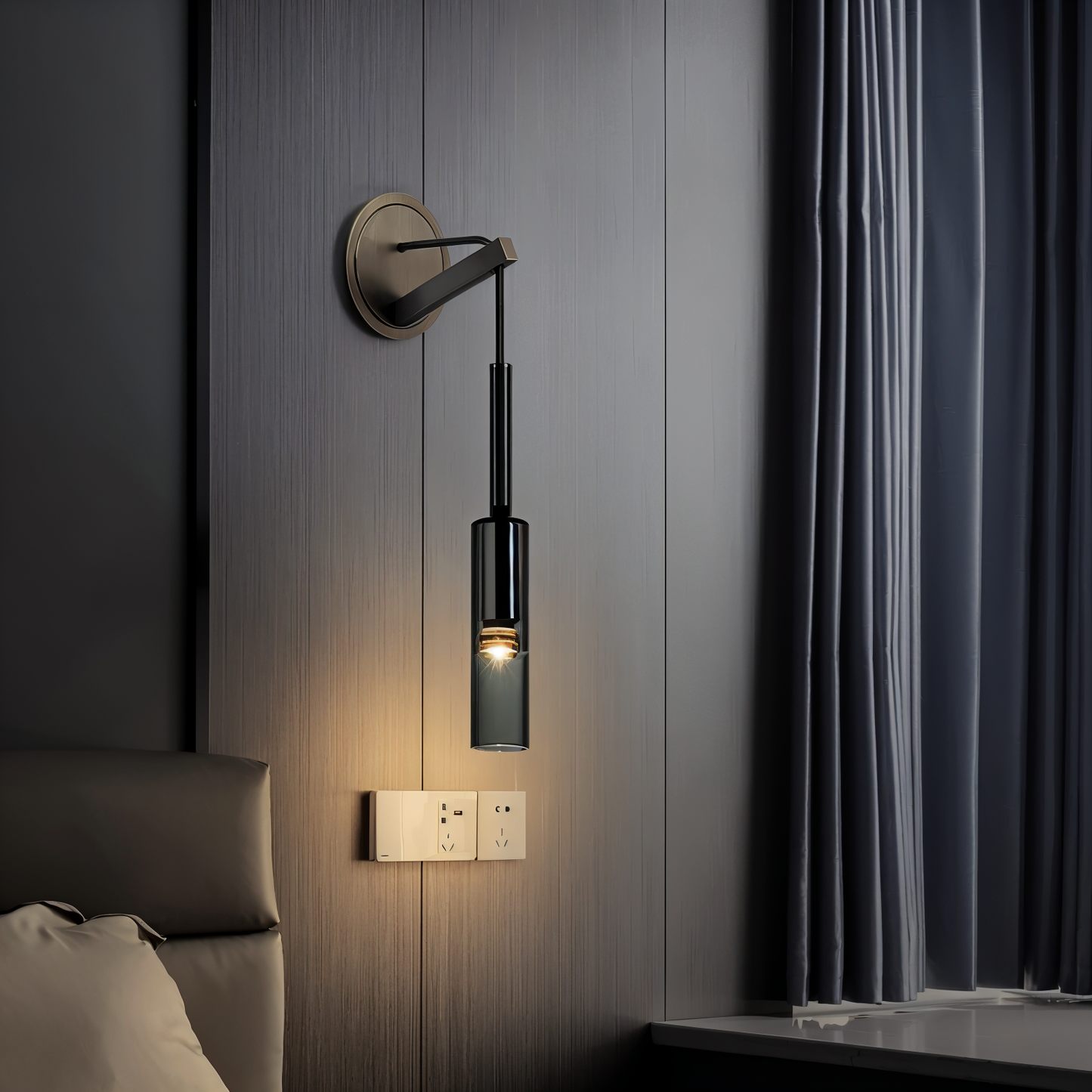 Minimalist Wall Lamp with Smoke Glass - Orvane