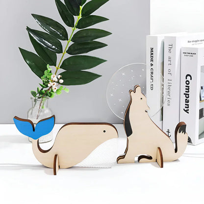 Wooden Animal Table Lamp - WildGlow