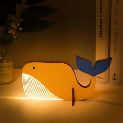 Wooden Animal Table Lamp - WildGlow