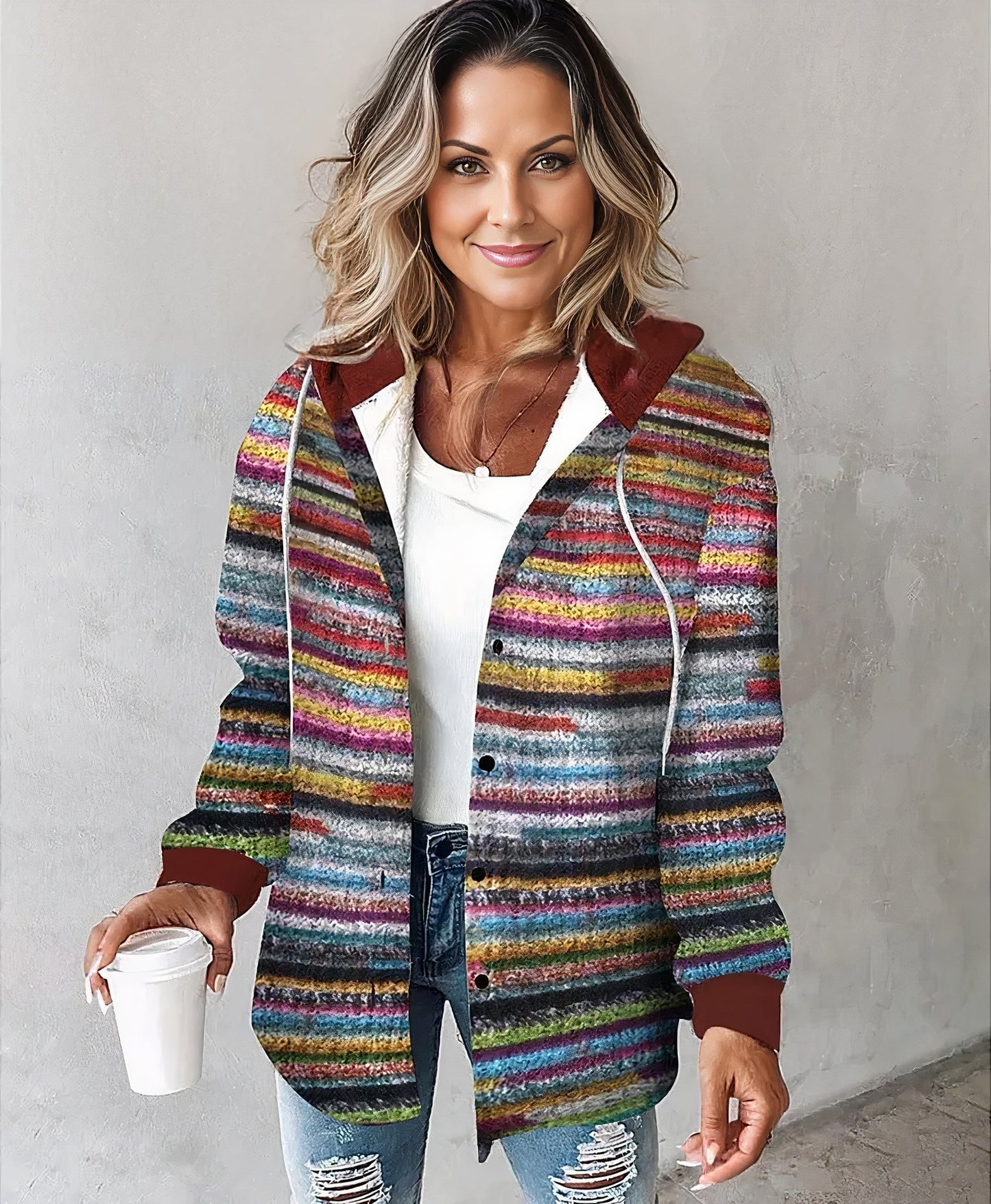 Hooded Knit Cardigan For Women - Shari