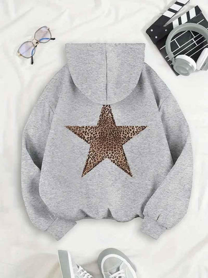 Women's Hoodie with Leopard Star Back Print & Clean Finish 2