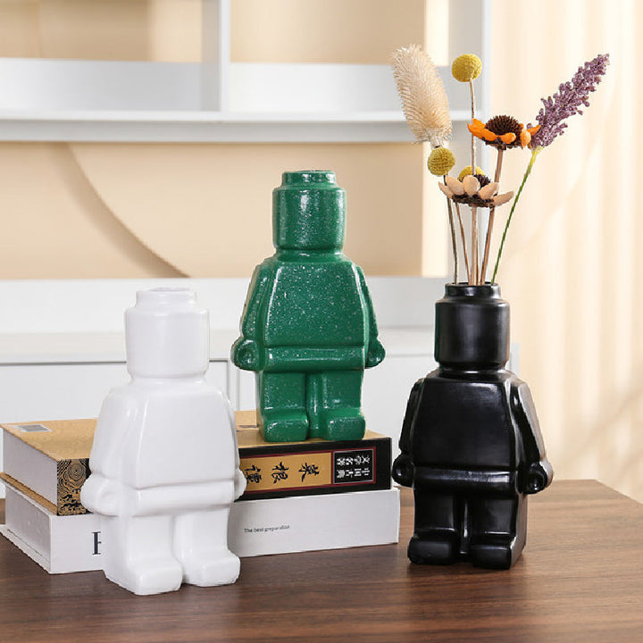 Ceramic Flower Pots Robot - BrickBotanica
