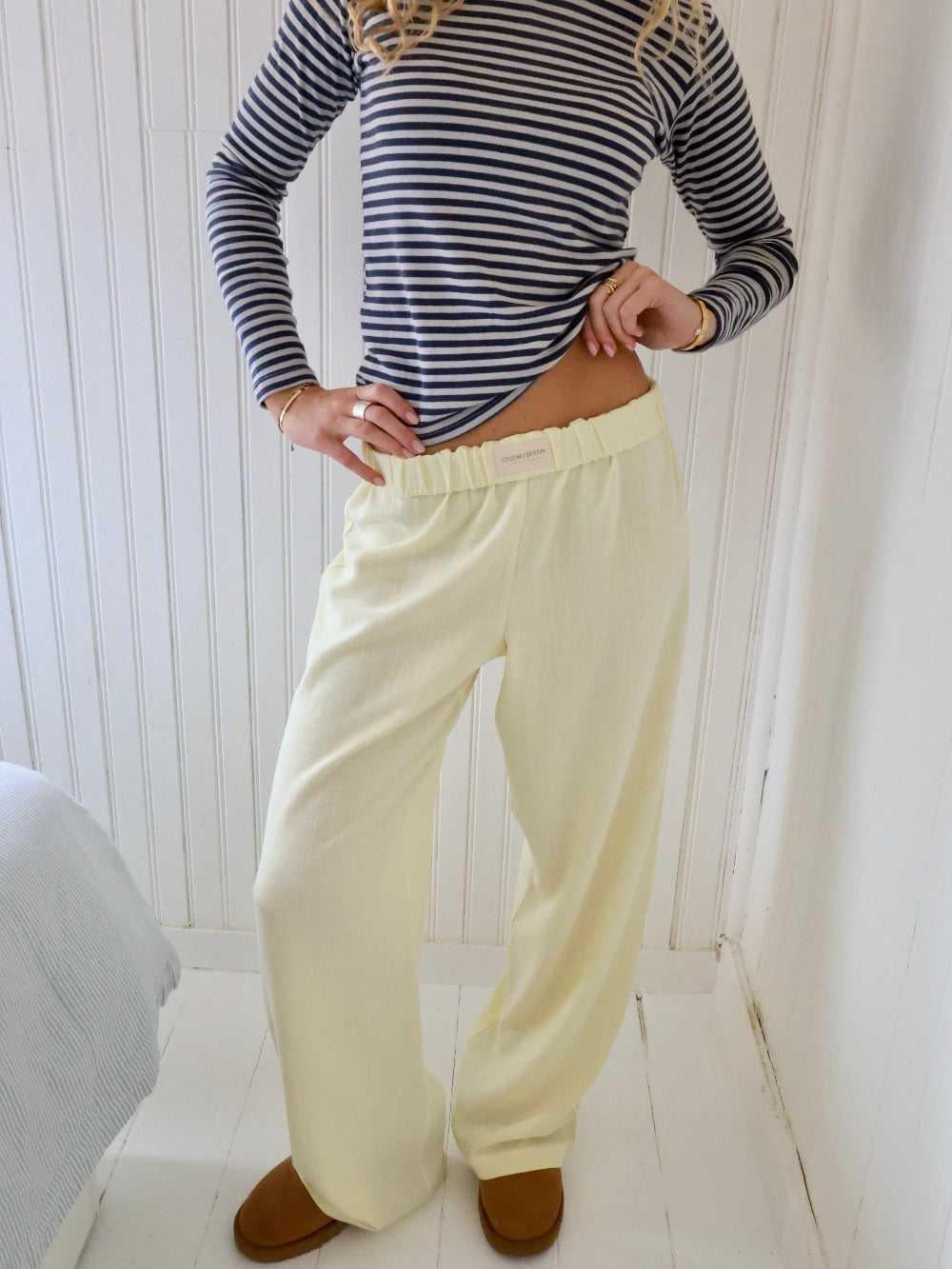 Soft organic cotton lounge trousers – Autumnal Sienna