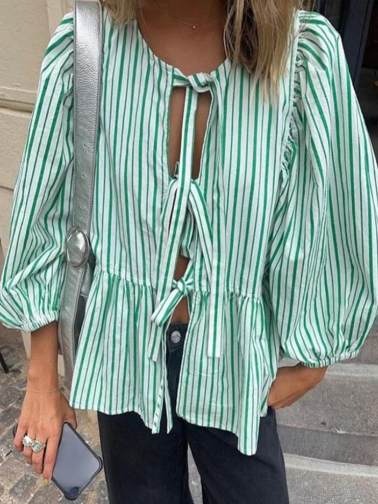 Checked women's blouse with puff sleeves – Maeve Autumn Magic Edition
