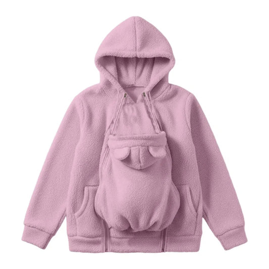 Cozy Fleece Baby-Wearing Hoodie with Front Pouch 1