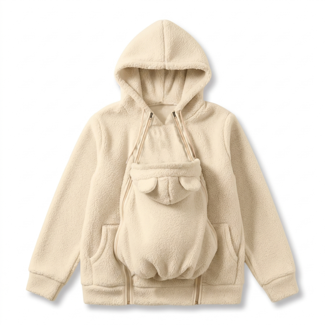 Cozy Fleece Baby-Wearing Hoodie with Front Pouch 4