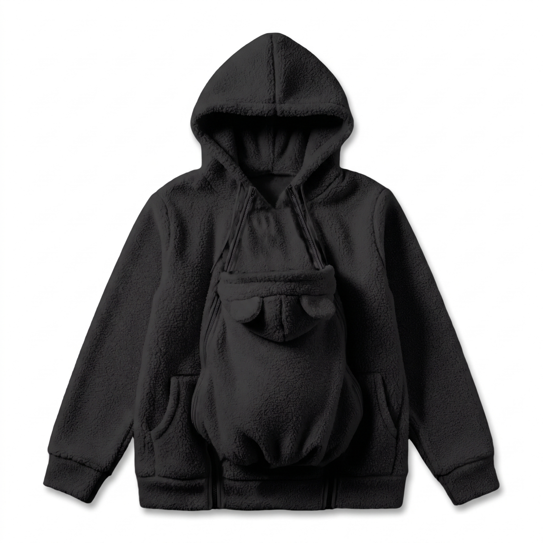 Cozy Fleece Baby-Wearing Hoodie with Front Pouch 3