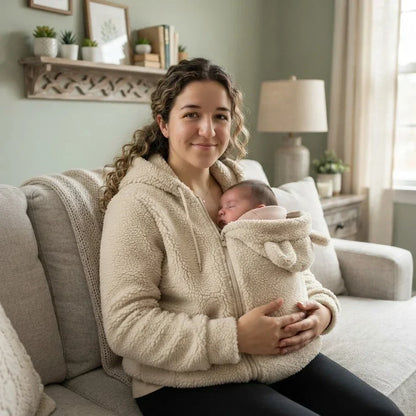 Cozy Fleece Baby-Wearing Hoodie with Front Pouch 14