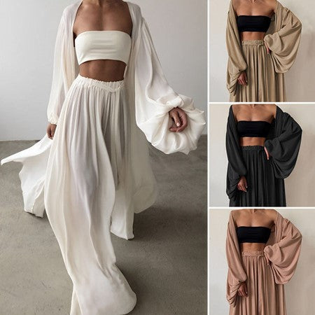 3-piece summer set with blazer, trousers & top – Leonie