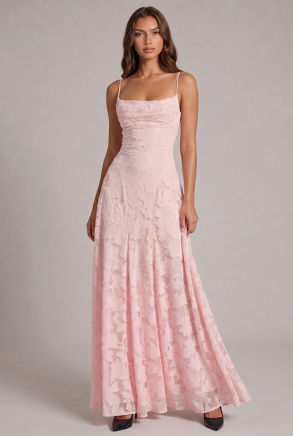Olivia Maxi Dress - Elegant Evening Gown with Floral Texture 5