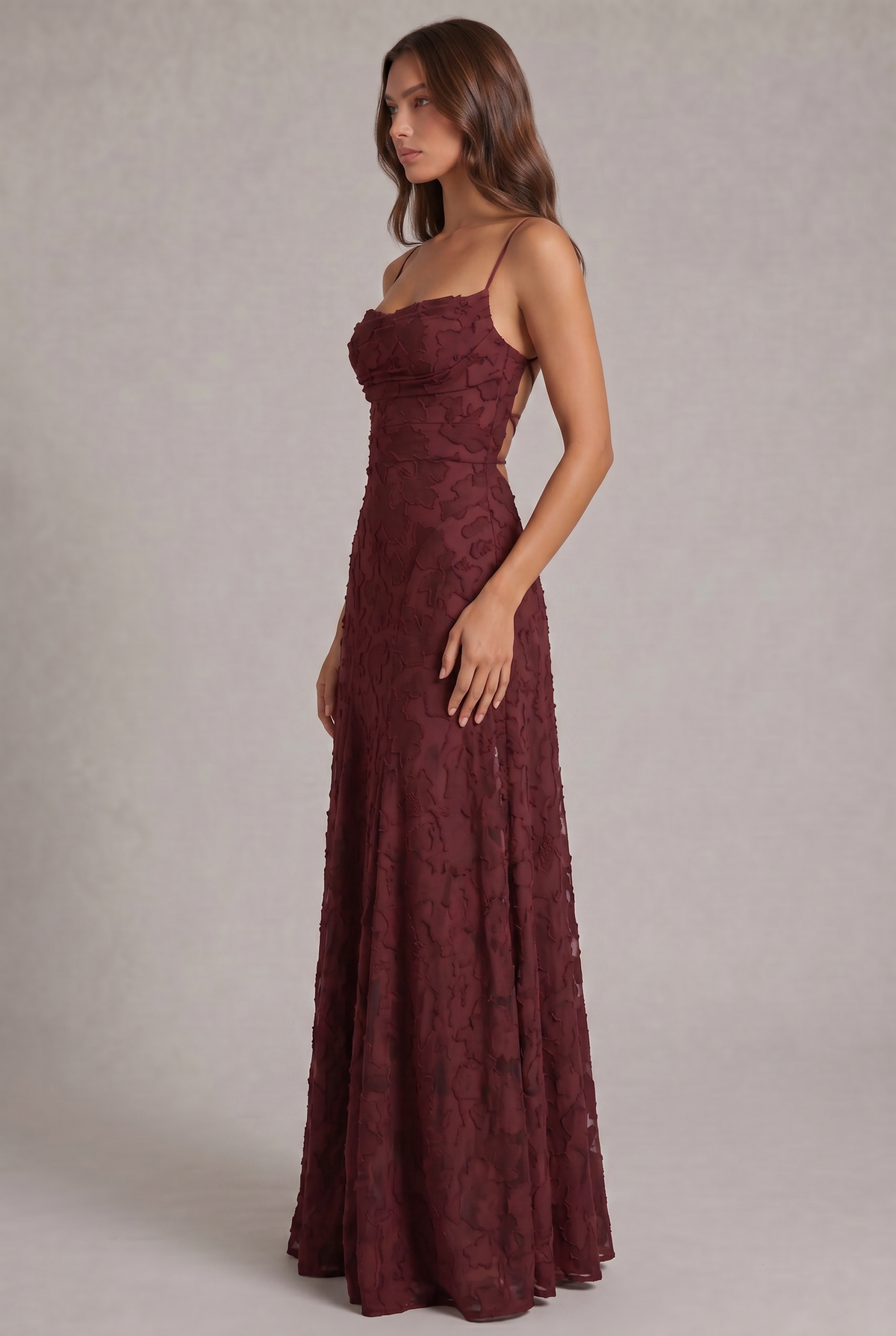 Olivia Maxi Dress - Elegant Evening Gown with Floral Texture 4