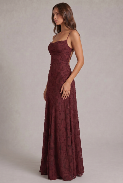 Olivia Maxi Dress - Elegant Evening Gown with Floral Texture 4