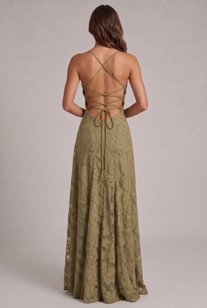 Olivia Maxi Dress - Elegant Evening Gown with Floral Texture 15