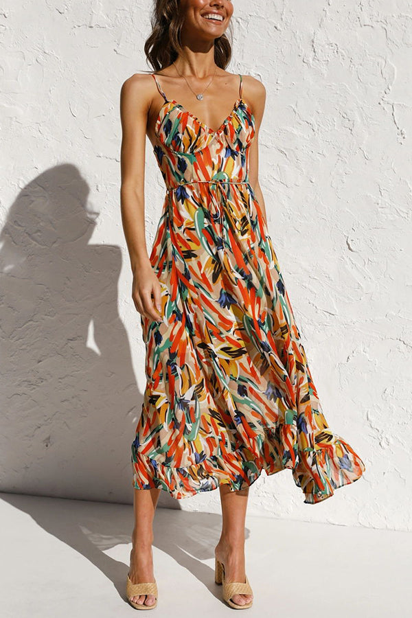 Airy maxi summer dress with a waist cut - Mira