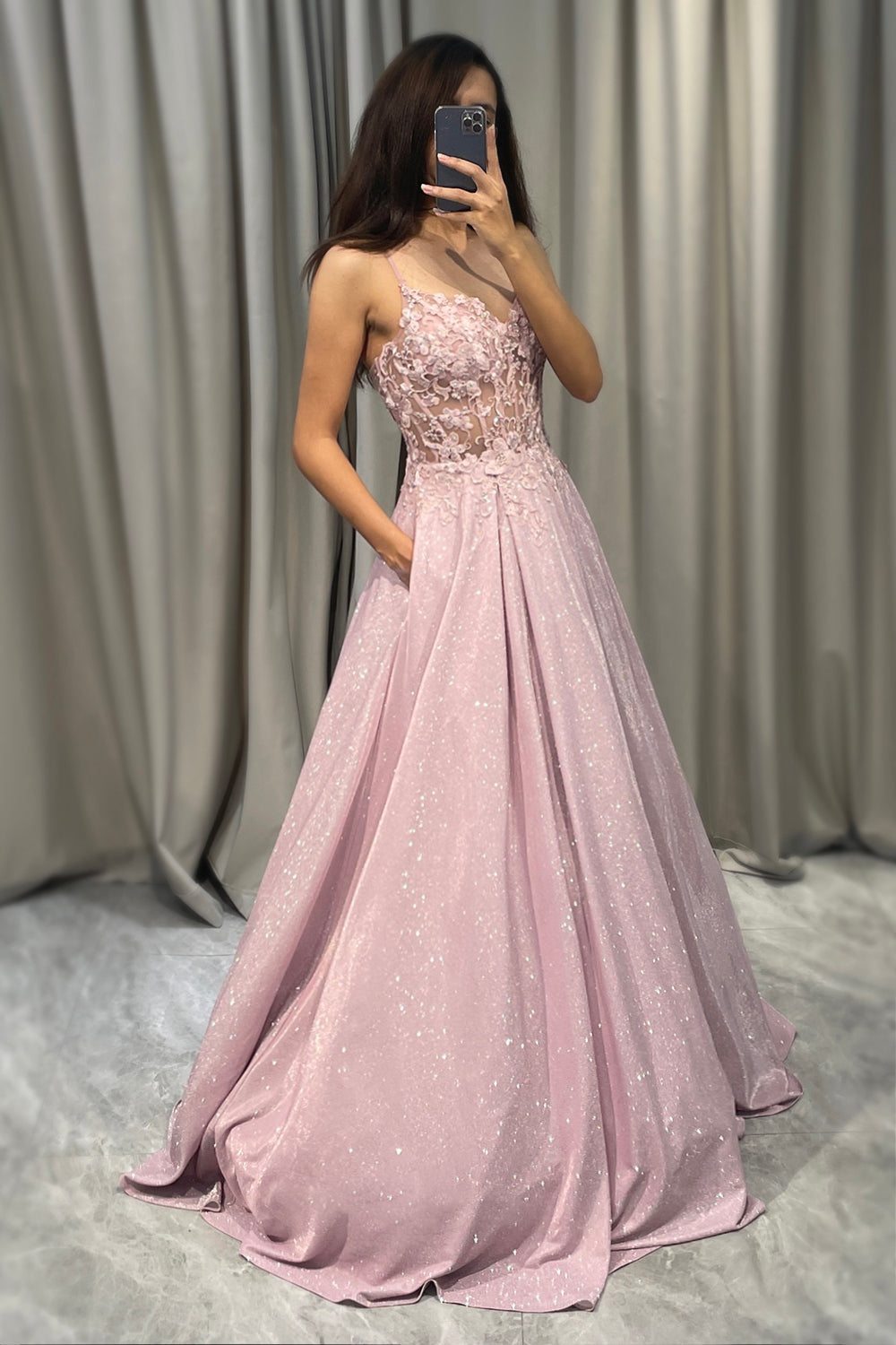 Glistening Blush A-Line Ballgown - Clara