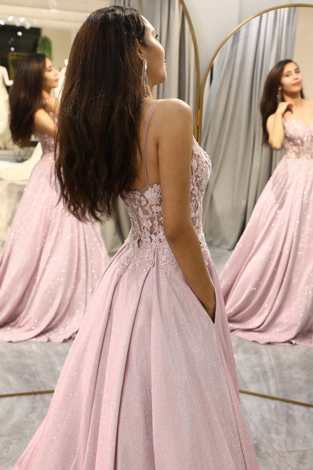 Glistening Blush A-Line Ballgown - Clara