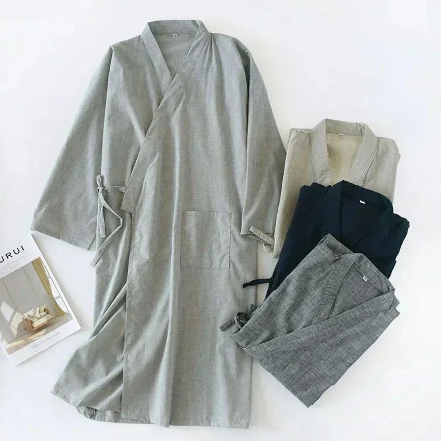 Japanese Kimono-Style Mens Dressing Gown - Blake
