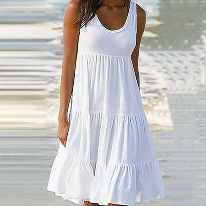 Trendy sleeveless mini dress with round neckline – Amelie