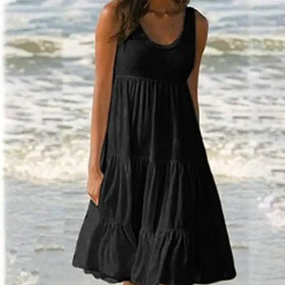Trendy sleeveless mini dress with round neckline – Amelie