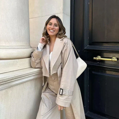 Autumnal Trendy Short Ladies' Trench Coat with Belt – Amelie